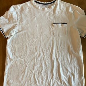 White Express Tee with Navy striping